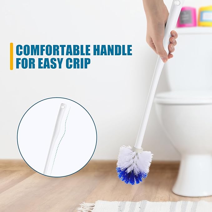 15 Pcs 18.5 Inch Toilet Bowl Cleaner Brush Bathroom Long Plastic Handled Cleaning Scrubber with Hook Hole Without Holder for Household Cleaning (BlueWhite)