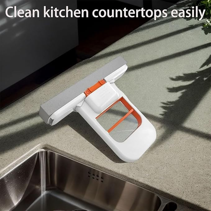 Mini Foldable Desktop Mop Portable Self-Squeeze Short Mop Mini Cleaning Sponge for Tabletop Cleaning Wet and Dry Use Hands-Free Lazy for Bathroom Kitchen (A+B)