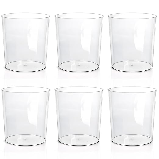 Okllen 6 Pack Clear Round Plastic Waste Baskets BPA-Free Trash Can Bin for Bathroom Kitchen Office Home 8x7.5x6.4