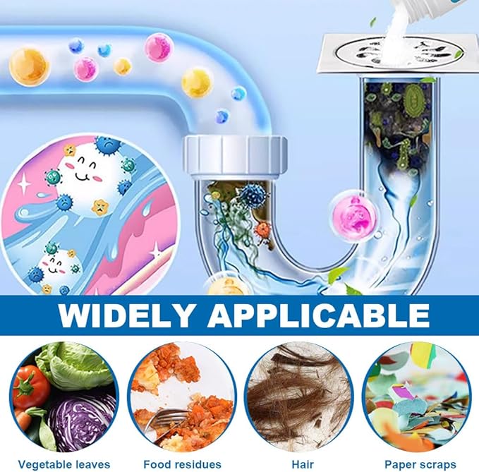 Powerful Pipe Dredging Agent 2025 New Pipeline Dredging Agent Drain Clog Remover Upgrade Quick Cleaning Drains Toilet Cleaner Tool Sink and Drain Pipe Unclogging Agent for Kitchen Bathroom (2Pcs)