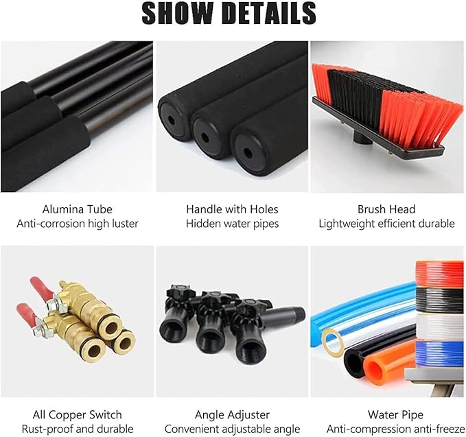 3.6-12m Window Cleaner Pole Extendable Cleaning Equipment for Window Glass Solar Panel Water Fed Pole Kit Telescopic Window Cleaner Extendable and Other Cleaning Activities12FT/3.6M