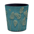 10L/2.64 Gallon Trash Can Decorative Waste Basket PU Leather Waste Paper Basket Waterproof Garbage Can for Bathroom Bedroom Office Kitchen and Living Room - Golden Leaves