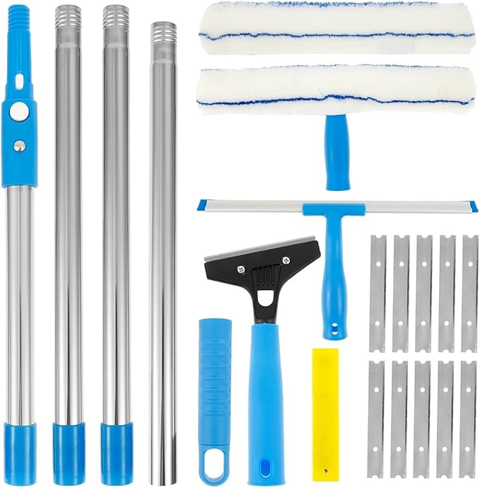 Extended Window Cleaner Kit Glass Squeegee Flooring Duster Mop Household Wiper Washing Cleaning Brush Tools
