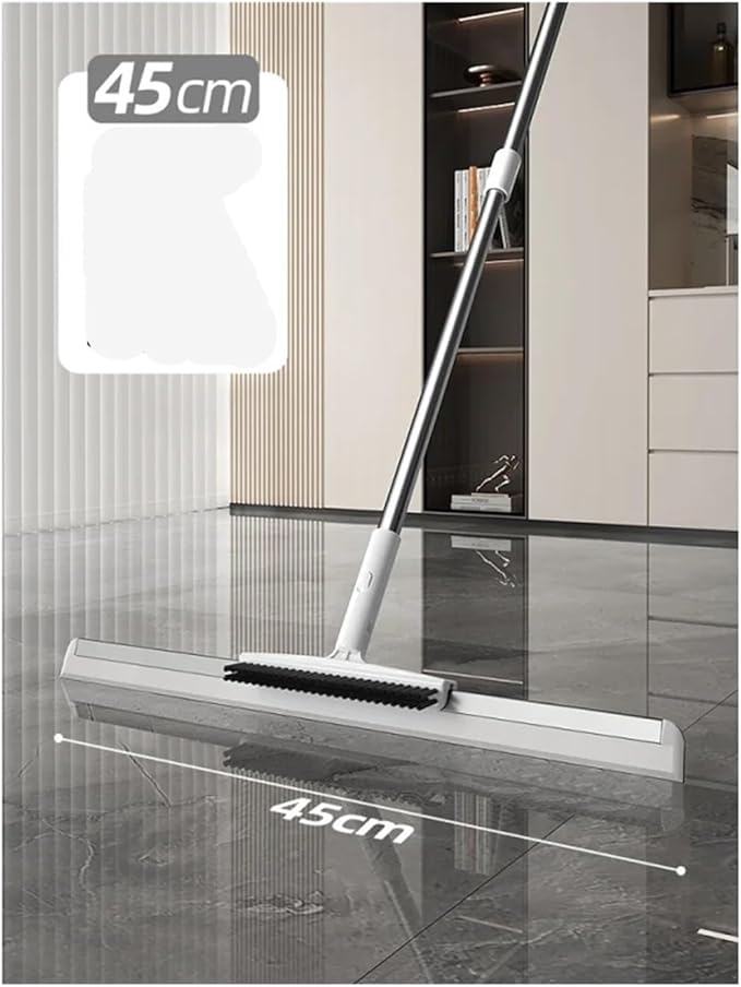 Brush Scraper Floor Cleaning Tool Bathroom Water Sweeper Wet Dual-use Broom Mop(RL)