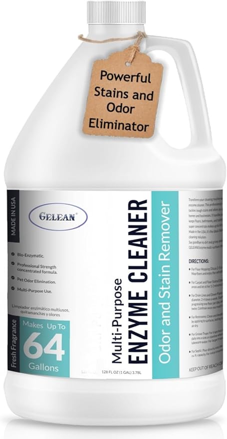 Multi-Purpose Probiotic Enzyme Cleaner Made in USA - Pet Stain and Odor Remover - Concentrated - Professional &amp Home Strength Drains Floors Bathrooms Toilets Trash Can (1 gallon Fresh fragra