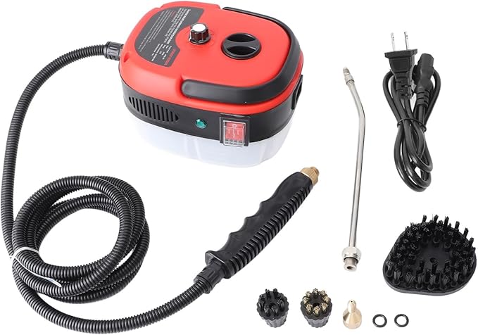 1500W Handheld Steam Cleaner Pressurized Steam Cleaning Machine with Brush Heads for Kitchen Furniture Bathroom Car (US Plug 110V)