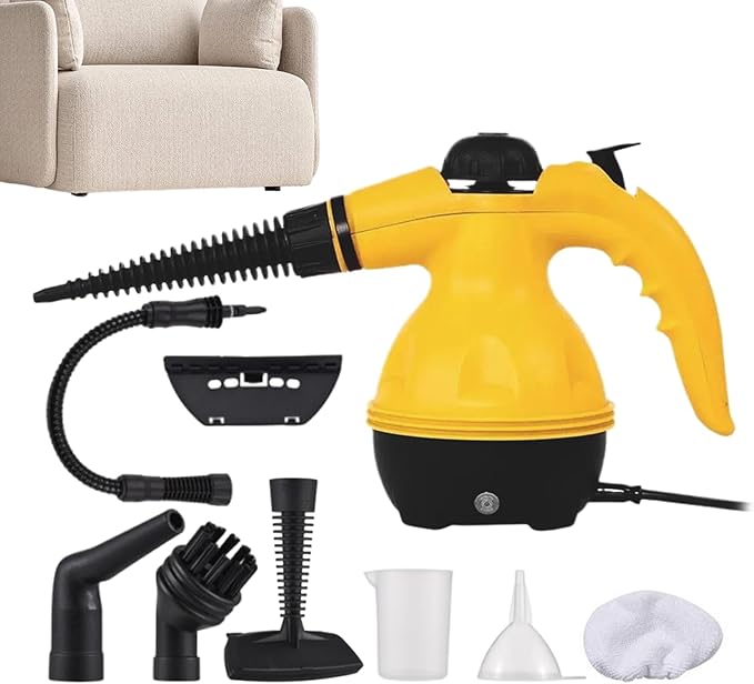 Handheld Steam Cleaner 1250W Multi-Purpose Portable Powerful Steamer Grout Floor Fabric Steaming Tool for Car Kitchen Upholstery Window Auto Dirt Grease Cleaning