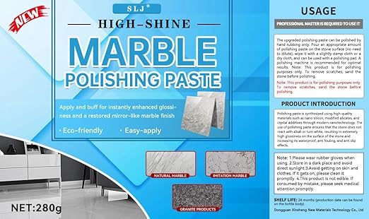 Granite Polishing Paste Marble Cleaner Countertop Stone Etch Remover - Professional Polish Compound for Granite Marble Quartz &amp Natural Stone | New Polishing Upgrade Easier to Use