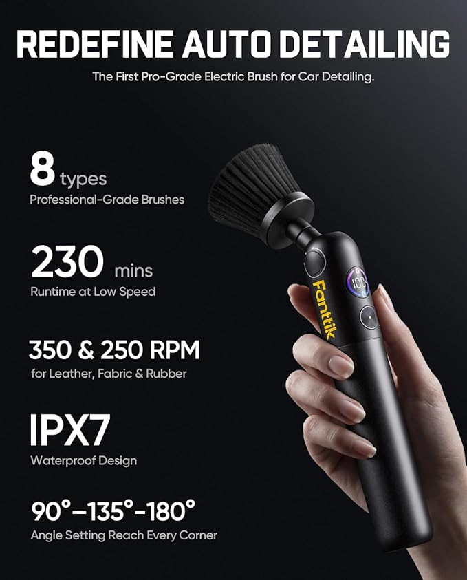 Fanttik Flip G10 Nano AutoCare Cordless Electric Scrubber Dual-Speed with 8 Brush Heads Adjustable Angle &amp Smart Display IPX7 Waterproof for Deep Car Cleaning