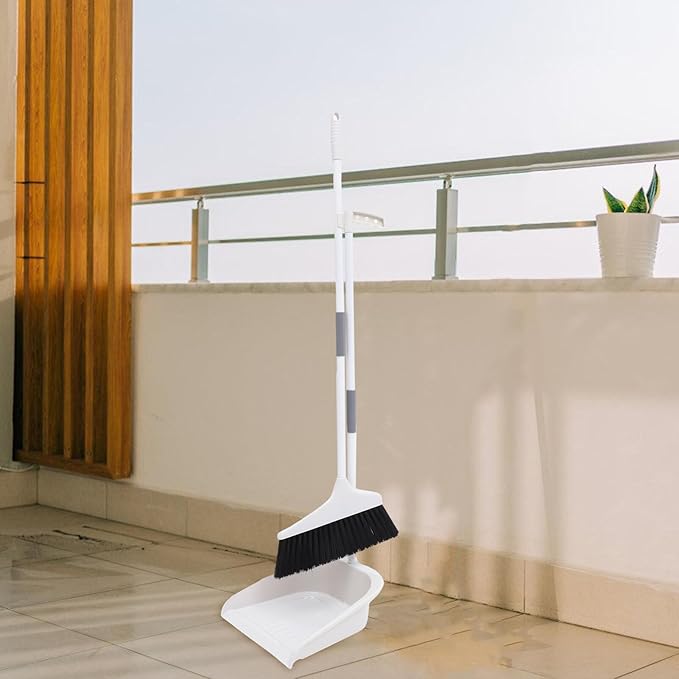 Lurrose 1set Heavy Duty Broom and Dustpan Set Ergonomic Long Handle for Efficient Cleaning for Home Office Indoor Outdoor Use Floor Sweeping Tools