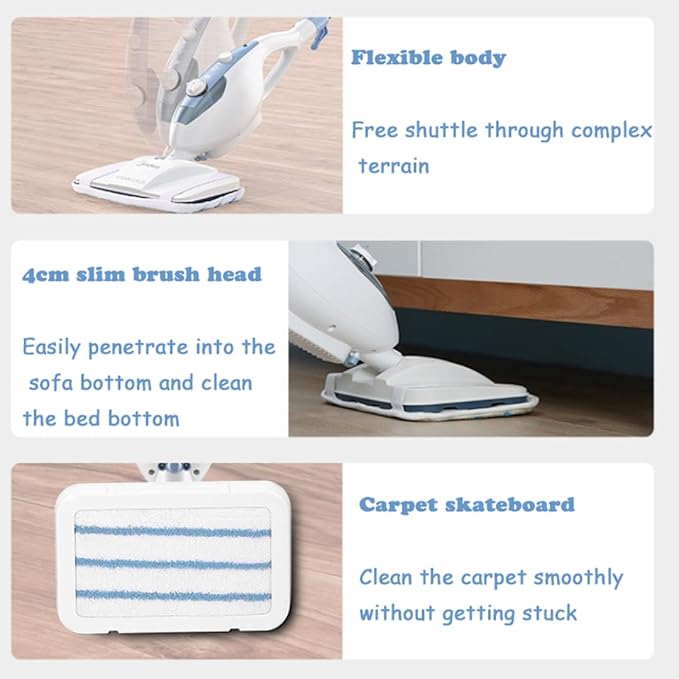 Steam Mop Cleaner with Detachable Handheld Steamer for Hardwood/Laminate Floor Tiles and Grout 100C High-Temperature Steam 350ml Large Water Tank 10m Operating Diameter
