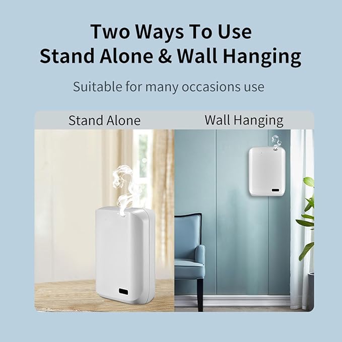 Smart APP Scent Diffuser Wall Mount Waterless Diffuser Silent Air Freshener Diffuser for Hotels Offices Conference Rooms Clubs (White)
