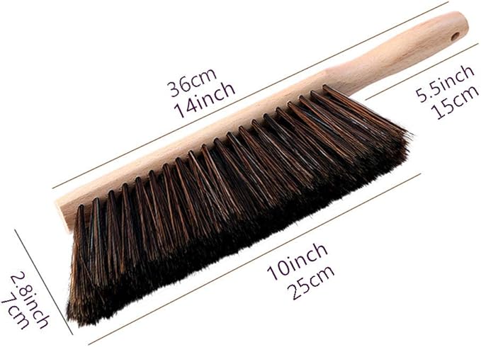 Soft Bristle Hand Brush Wooden Handle for Woodworking Shop Bench Sawdust Removal Non-Scratch 14 Inch Long (2pcs Brown)