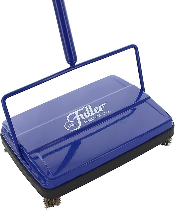 Fuller Brush 17033 Electrostatic Carpet &amp Floor Sweeper - 9 Cleaning Path - Lightweight - Ideal for Crumby Messes - Works On Carpets &amp Hard Floor Surfaces - Blue