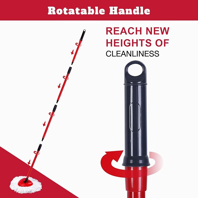 4 Packs Spin Mop Replacement Heads Compatible with Oceda EasyWring 1-Tank System4-Section Rotatable Mop Handle 30-58in Mop Scrub Brush and Base Combo SetMop Refills Easy to Replace and Cleaning
