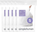 simplehuman Code S 100 Count Dispenser Pack Custom Fit Liners Drawstring Trash Bags 16 Liter / 4.2 Gallon White