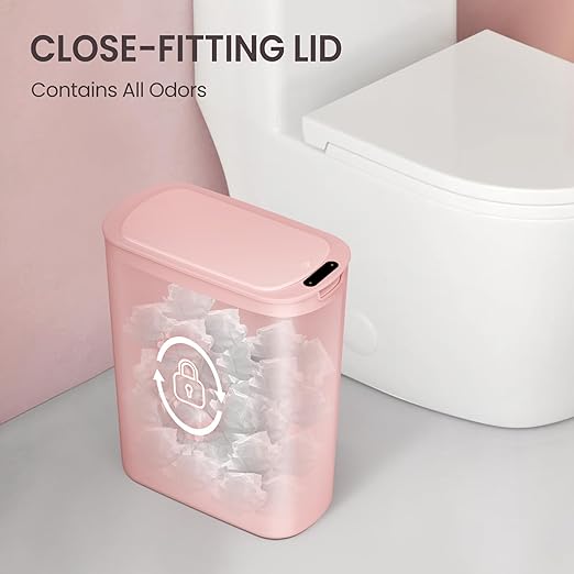 Cesun Motion Sensor Trash Can 5 Gallon Automatic Bathroom Garbage Can with Lid Touchless Smart Plastic Slim Wastebasket for Bathroom Office rv Bedroom Living Room Pink