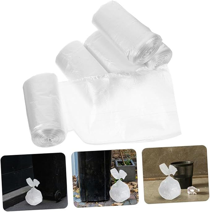 Thickened Plastic Garbage Bags 45x50cm 300pcs Flat Kitchen Trash Bags for Bathroom and Bedroom Waste Disposal White Sturdy Liners for Home and Office Use