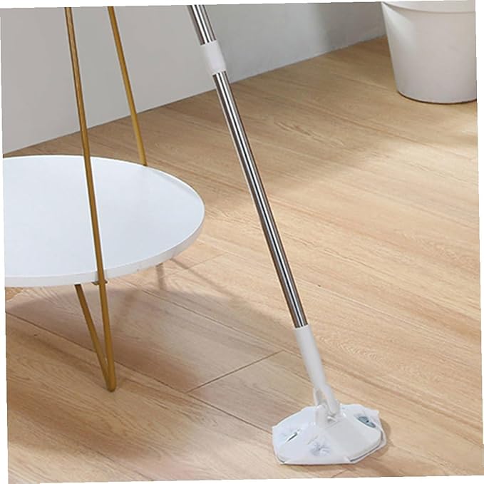 Rotating Dust Mop with Long Handle and Refill Pads Triangle Microfiber Floor Mop for Hardwood Wet and Dry Cleaning Includes Single Dry Wipe Household Dust Removal Tool