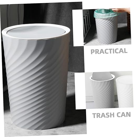 Zerodeko Creative Plastic Trash Can with Swing Lid 10L Household Waste Basket for Bathroom Office Bedroom Anti-Fingerprint Finish Easy to Use Garbage Bin