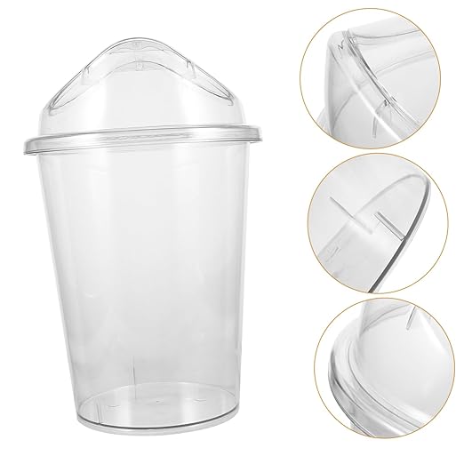 Mobestech Large Transparent Swing Lid Trash Can Sturdy Waste Basket for Home Office Kitchen and Bathroom Versatile Garbage Container for Easy Disposal