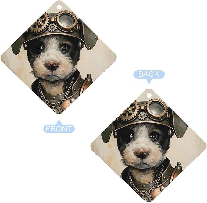 5PCS Car Air Freshener Hanging Personalized Double Sided Steampunk Puppy Car Fresheners Long Lasting New Cars Scents Cute Automotive Freshies for Closets Drawers (tea)