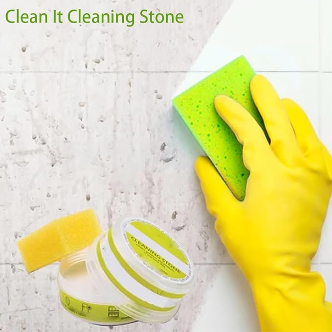 Clean It Cleaning Stone Eco-Friendly Cleaning Stone Clean It Stone Cleaning Pebble Stone Shower Floor Clean-It Cleaning Stone And Applicator Sponge Multi Purpose Cleanser (5Pcs)