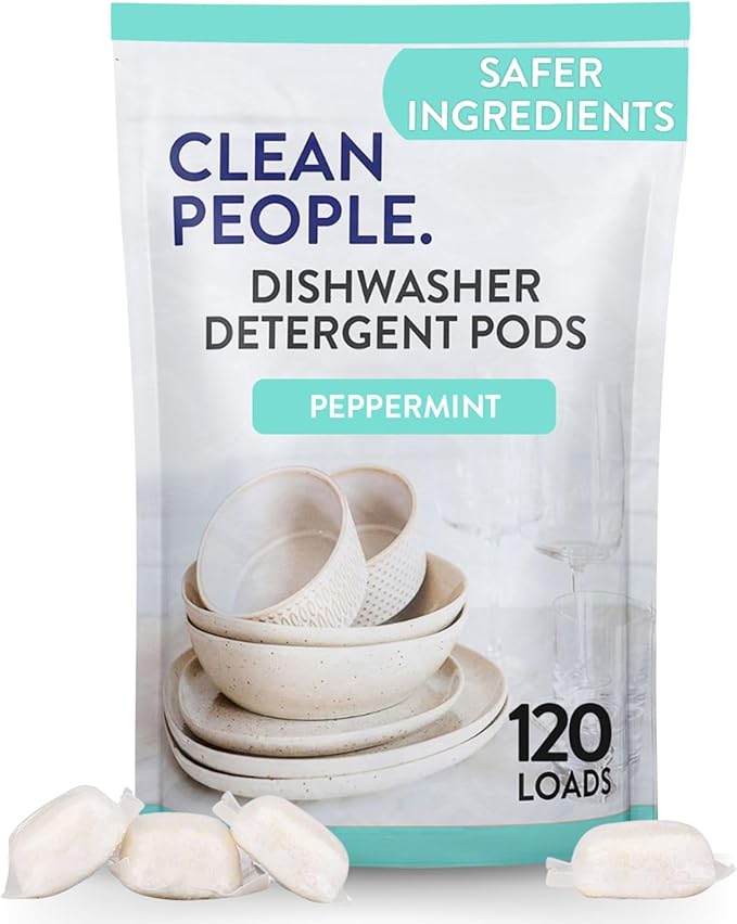 The Clean People Dishwasher Detergent Pods | Cuts Grease and Rinses Sparkling Clean | Residue-Free | Peppermint 120 Pack