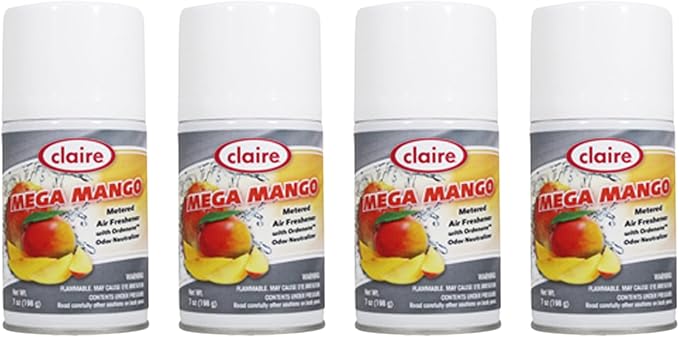 Claire CL116 Mega Mango Metered Air Freshener 7 Oz. Net Wt. (4 Pack)