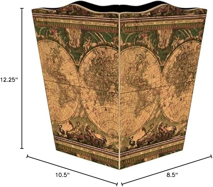 Marye-Kelley WB652-Antique World Map Wasterpaper Basket