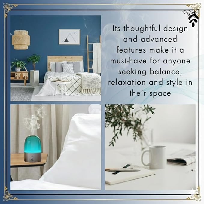 G’s Breeze Smart Diffuser with Refill – Bluetooth &amp Wi-Fi App Control Gradient LED Lighting Adjustable Scent Intensity 24 Hour Aromatherapy Diffuser for Home &amp Office - Red Apple Cinnamon