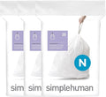 simplehuman Code N 60 Count Dispenser Pack Custom Fit Liners Drawstring Trash Bags 45-50 Liter / 11.9-13.2 Gallon White
