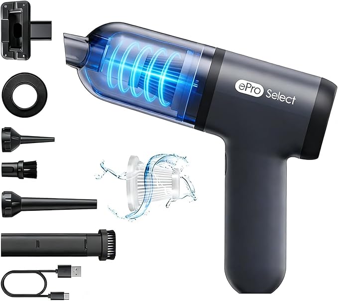 Apical Life Handheld Vacuum Cordless 12000Pa 75W Mini Vacuum with Blower Function 24 Mins Runtime 0.14L Dust Bin Compact Design with Multi-Accessories for Stairs Car and Home