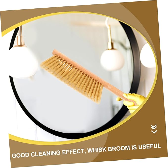 Cabilock 1set Wooden Handle Hand Broom with Dustpan Small Whisk Broom for Cleaning Home Furniture Sofa and Carpet Compact Design for Easy Dust Removal and Portability