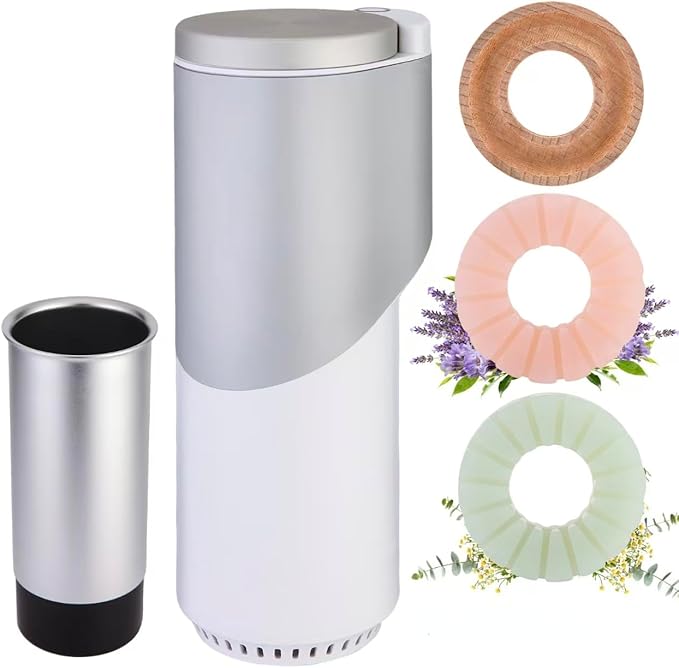 2 in 1 Car Air Freshener with Built-in Trash Can Compact Car Fragrance Diffuser &amp Small Garbage Bin Space-Saving Car Accessories for Clean and Fresh Car Interior (White)