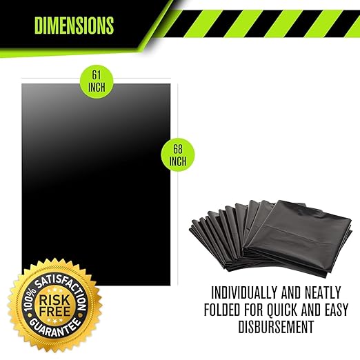 Aluf Plastics PG6-9560 Heavy Duty 95 - 96 Gallon Trash Can Liners - (Huge 50 Pack) - 2.0 MIL Thick Garbage Bags for Toter Contractors Lawn Leaf Yard Waste Commerical Kitchen Industrial Construc