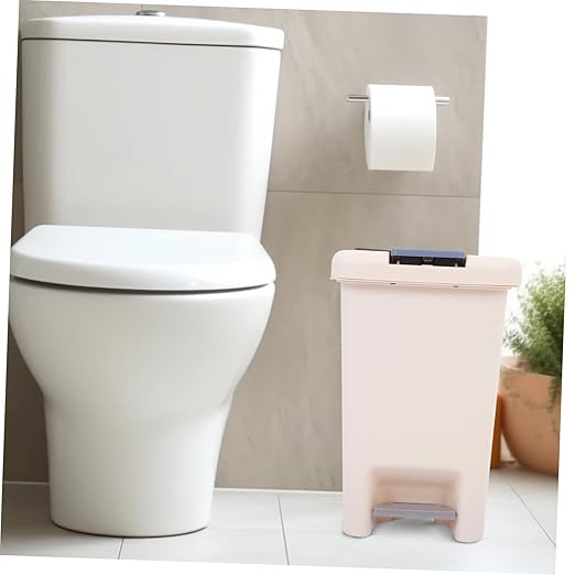 Alipis Pedal Trash Can Bathroom Waste Basket Plastic Recycling Can Lid Easy to Clean for Bedroom Kitchen Office