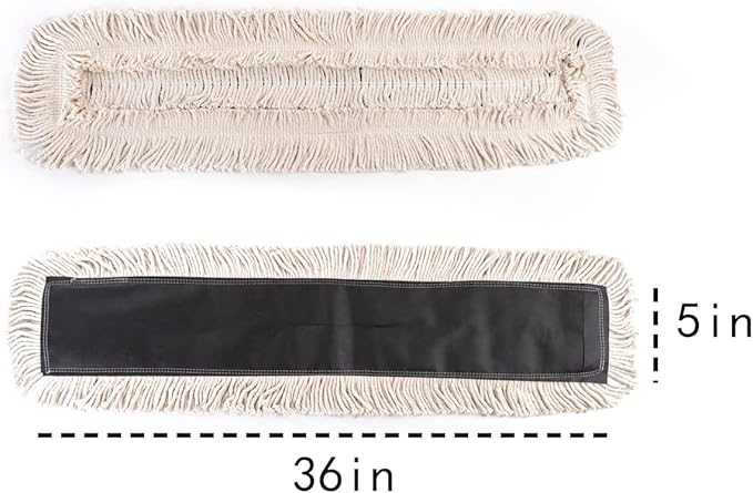 Matthew Cleaning 36'' High Strength Disposable Dust Mop Cotton Cut-end Yarn Mop Replacement Heads for Residential &amp Commercial Fit Standard Dust Mop Frames Hardwood Laminate Concrete Floors 12P