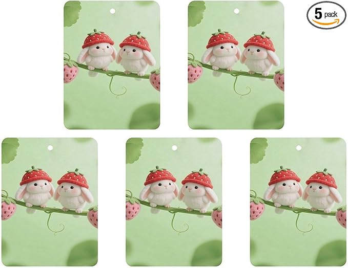 5PCS Car Air Freshener Hanging Personalized Double Sided Strawberry Chicks Car Fresheners Long Lasting New Cars Scents Cute Automotive Freshies for Closets Drawers (tea)