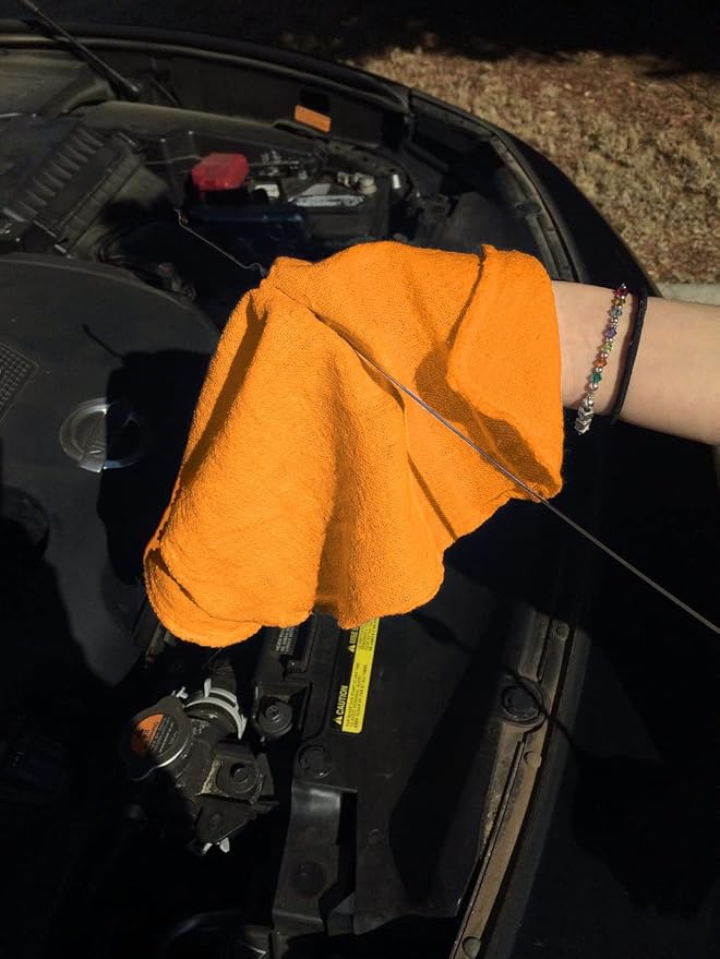 Avalon Towels Cotton Shop Rags – (Pack of 50) Size 12x14 Inches Cleaning Rags – Absorbent Shop Towels and Multipurpose Cleaning Towels for Automobiles Industries Garage and Homes (Orange)