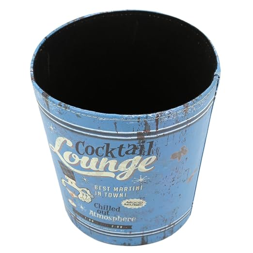 10L/2.64 Gallon Trash Can Decorative Waste Basket PU Leather Waste Paper Basket Waterproof Garbage Can for Bathroom Bedroom Office Kitchen and Living Room - Cooktail Lounge
