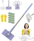 Snap Grip Mini Mop Cloth Changing Mini Mop Magic Cleaning Cloth 5 Automatic Gripping or Releasing 360° Rotating Head &amp Universal CompatibilityWet/Dry Use for Multi Cleaning(Purple 5 Cloth)