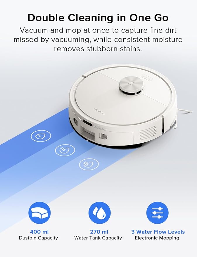roborock Q7 L5 Robot Vacuum and Mop Combo 8000Pa Suction Upgraded from Q5 Pro Dual Anti-Tangle System LiDAR Navigation No-Go Zones Self-Charging Robotic Vacuum Cleaner White