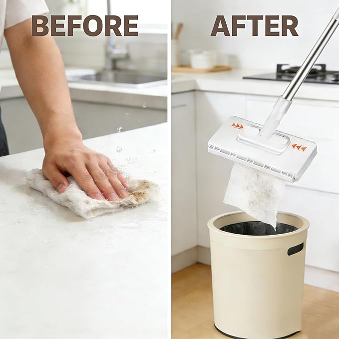 Convenient Cloth Changing Mini Mop Snap Grip Mini Mop Use Any Cloth Retractable Gap Dust Cleaner Flat Mops with Locking Head &amp Sweeping Cloths 40inch Handle for Multi-Surface No Wash(2pcs)