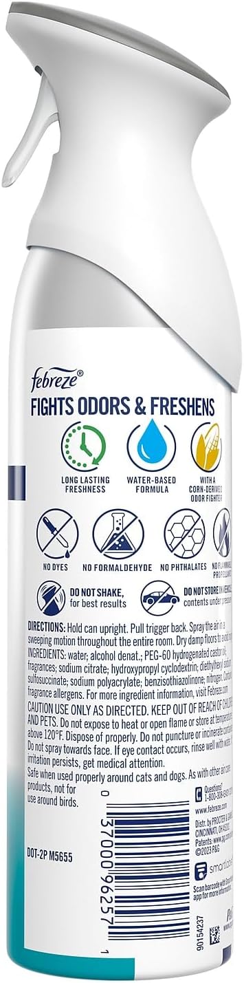 Febreze 97567 Heavy Duty Air Freshener Crisp &amp Clean 8.8 Oz (Pack of 6)