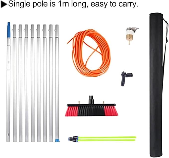 Window Cleaning Pole Extendable Cleaner Conservatory Roof Water Fed Telescopic Brush Cleaning Photovoltaic and Solar Panels (Color : 9m Rod Size : 30Cm Brush Head)