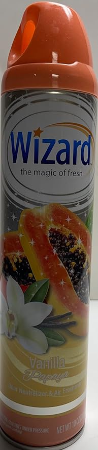 Wizard The Magic of Fresh | Odor Neutralizer &amp Air Freshener - 10 Oz. Vanilla papaya (Pack of 5) (Packaging May Vary)