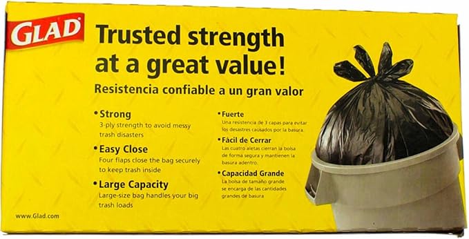 Glad 30 Gal. 3-Ply Strength Strong Large Trash Quick-Tie Bags 21 ct (Pack of 9)