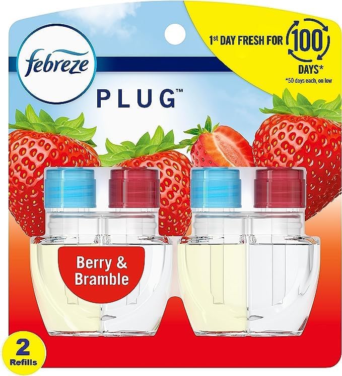Generic F.e.b.r.e.z.e Odor-Fighting Fade Defy Plug Air Freshener (2) of 0.87 fl oz Refills (Berry &amp Bramble) Clear
