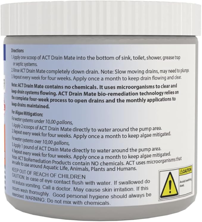 ACT Enzyme Drain Cleaner - Environmentally Friendly Microbial Unclog and Deodorize Pipes